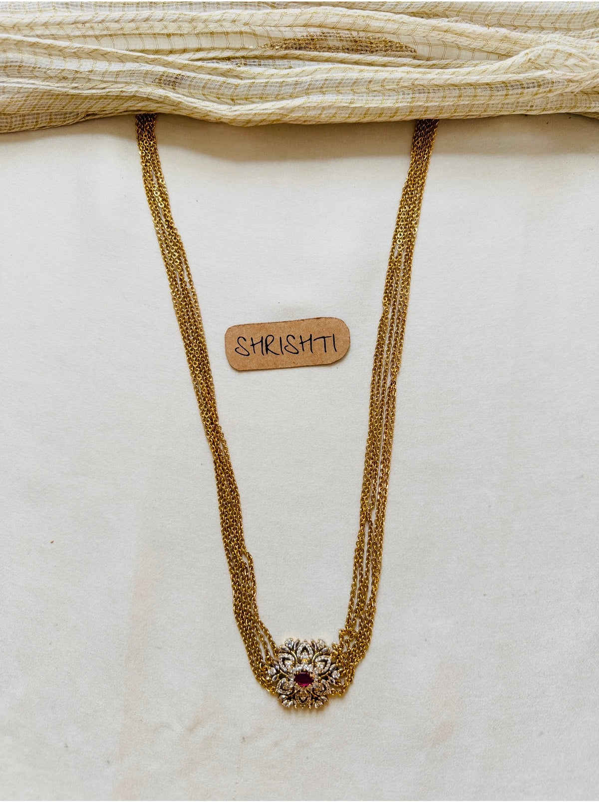 Diamond and mugappu chain ruby - dispatch in 7 days