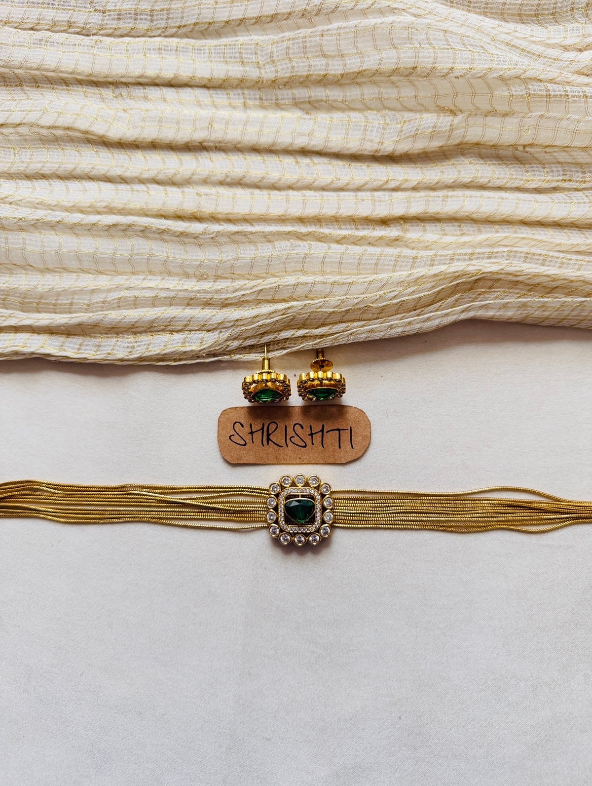 Chathura diamond choker green