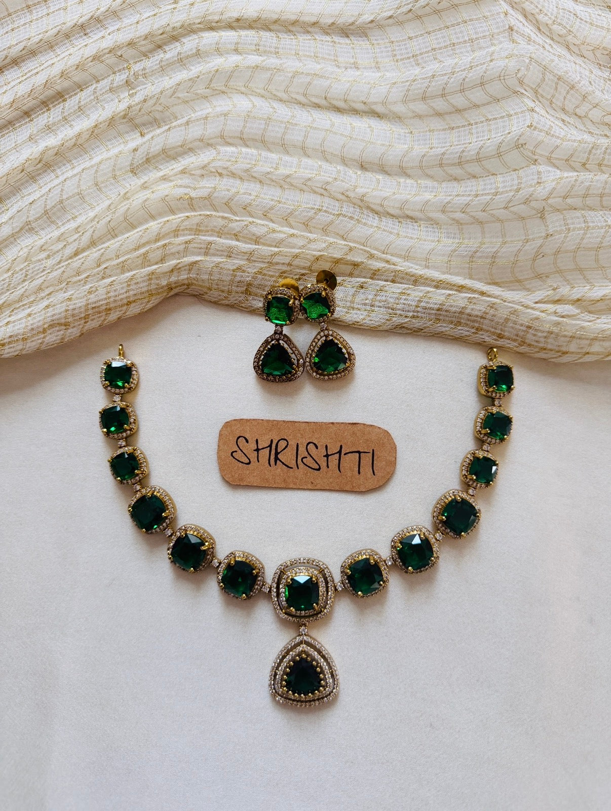 Diamond bridal emerald