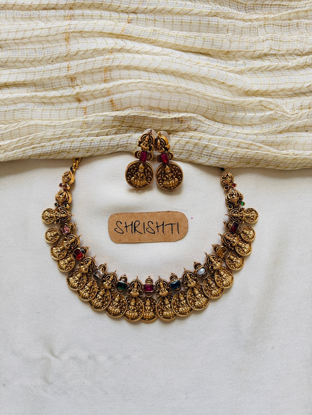 Navaratna coin necklace