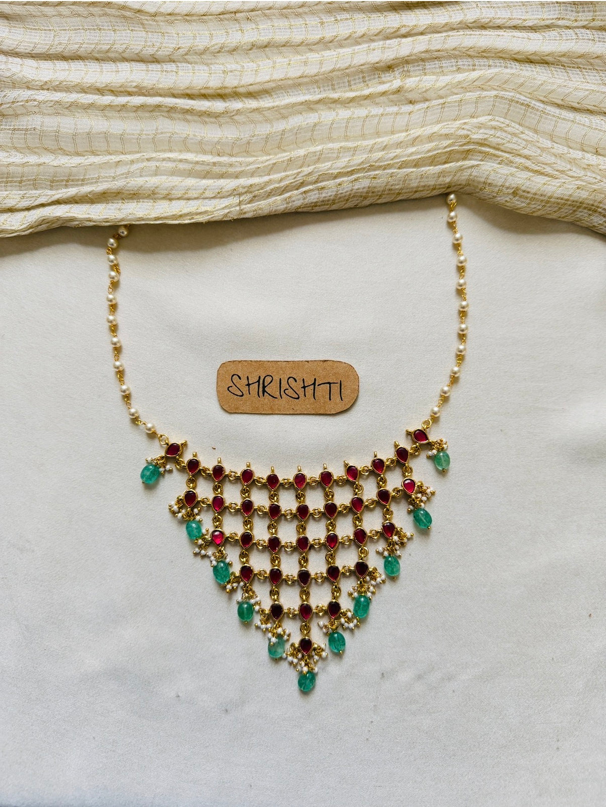 Jadau mesh necklace
