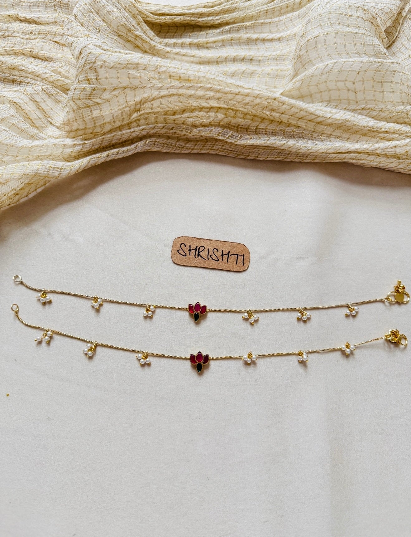 Lotus Pearl Anklet Premium