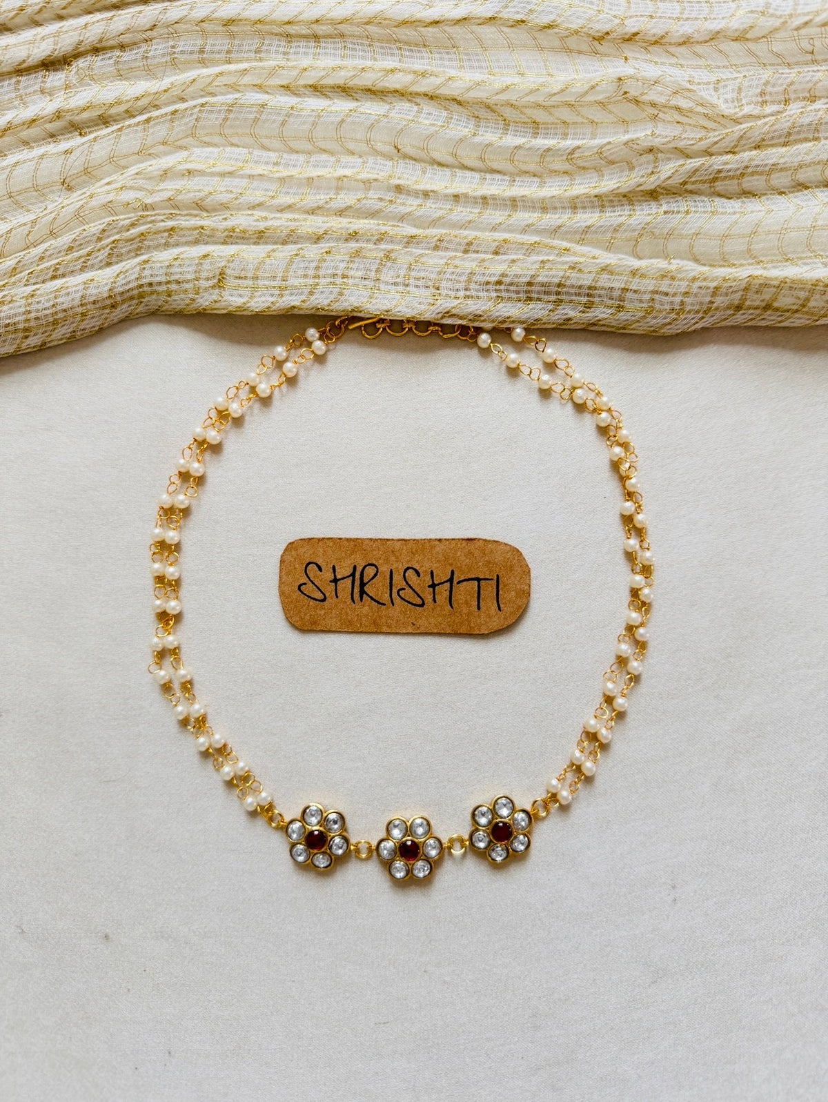 Flower jadau pearl