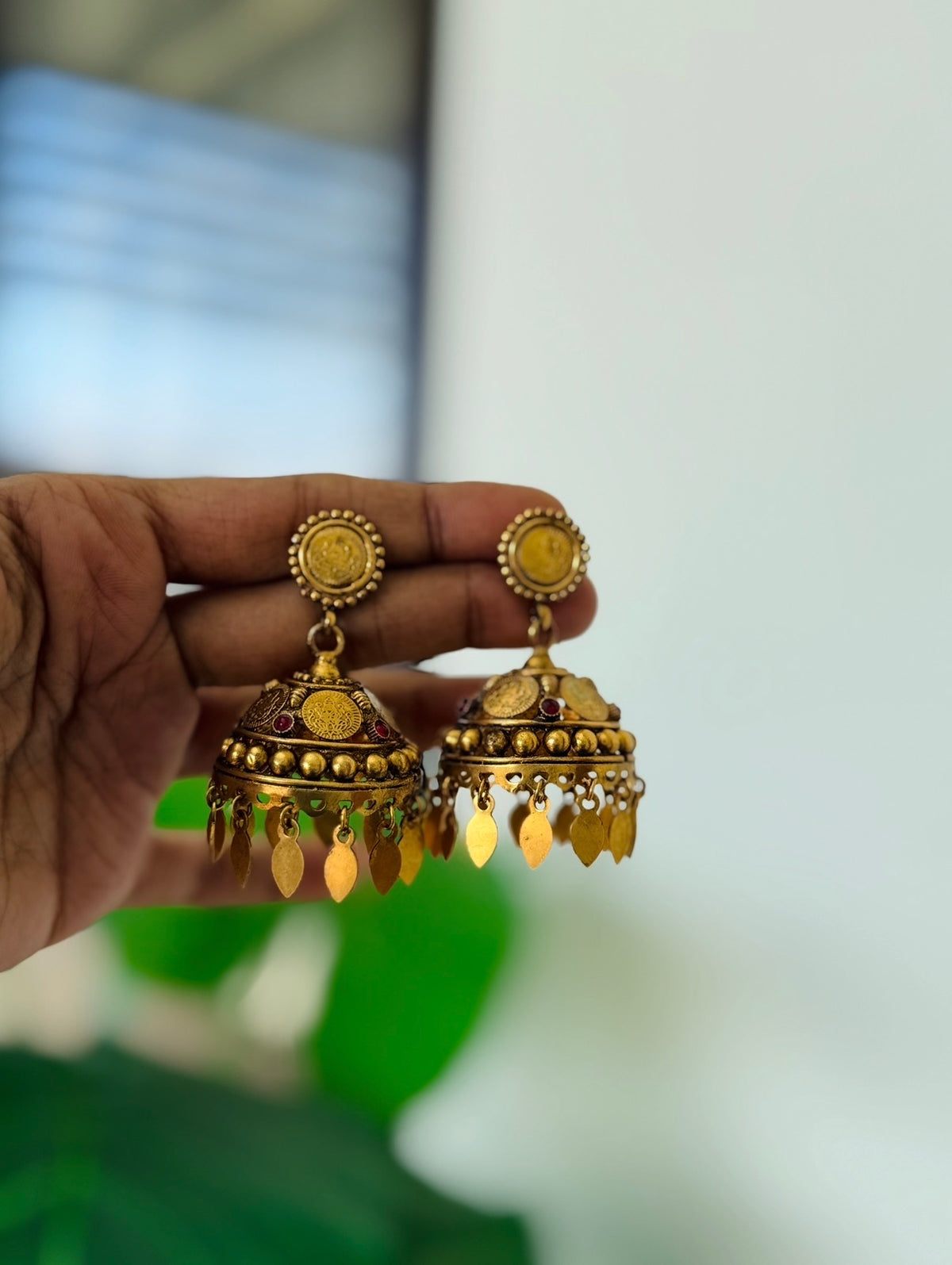 Coin bridal jumka Ruby