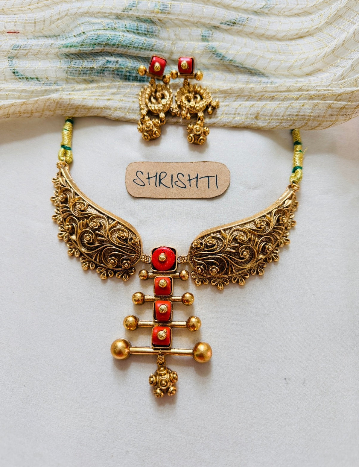coral designer necklace- dispatch in 10 days
