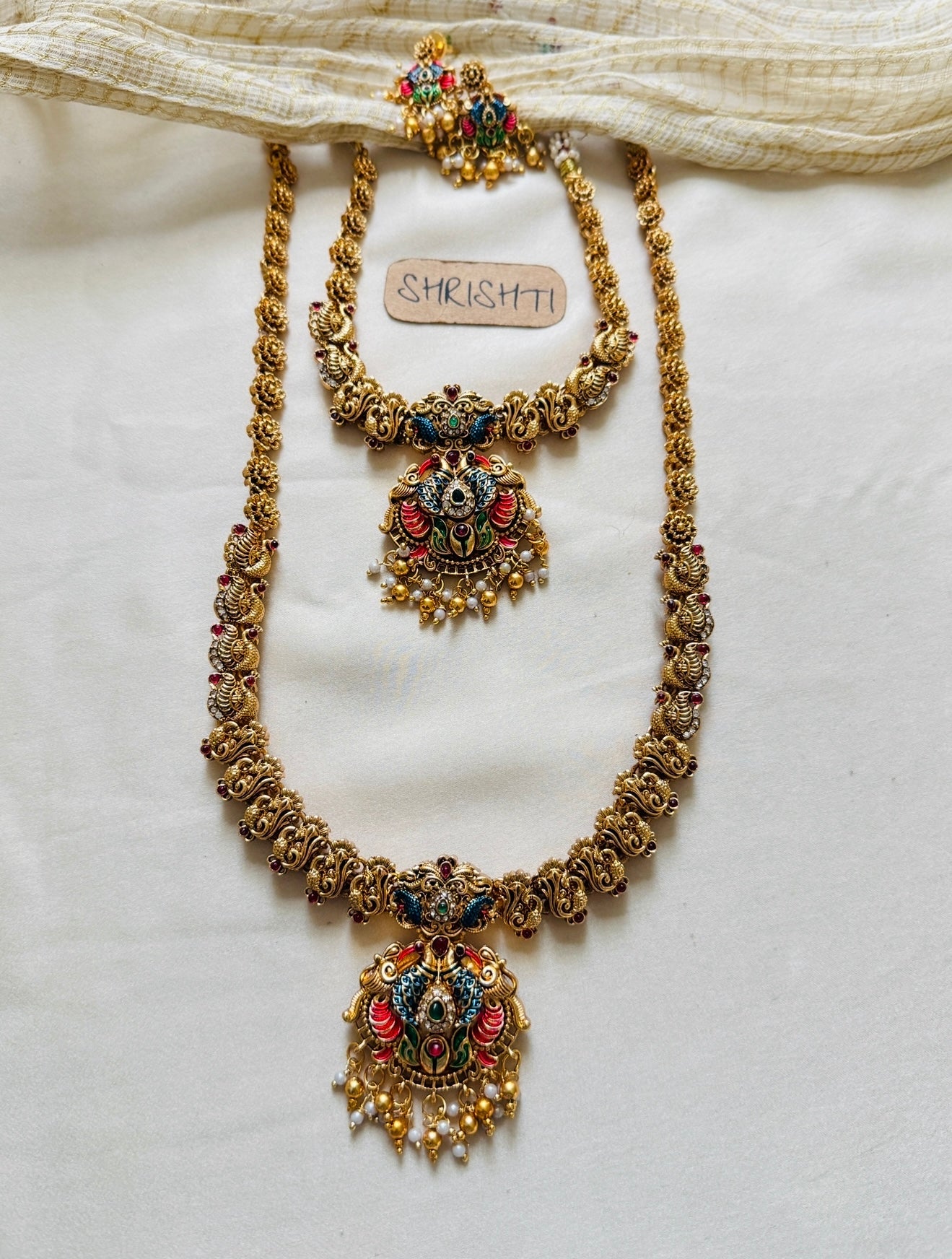 painted peacock bridal set