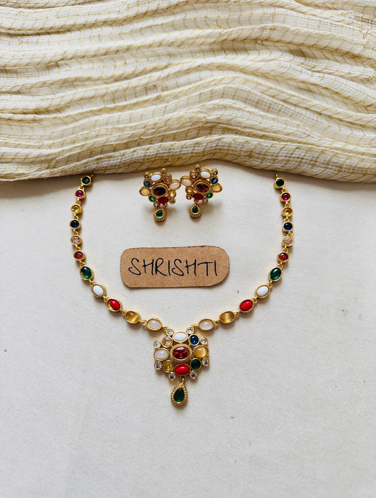 Navaratna diamond necklace