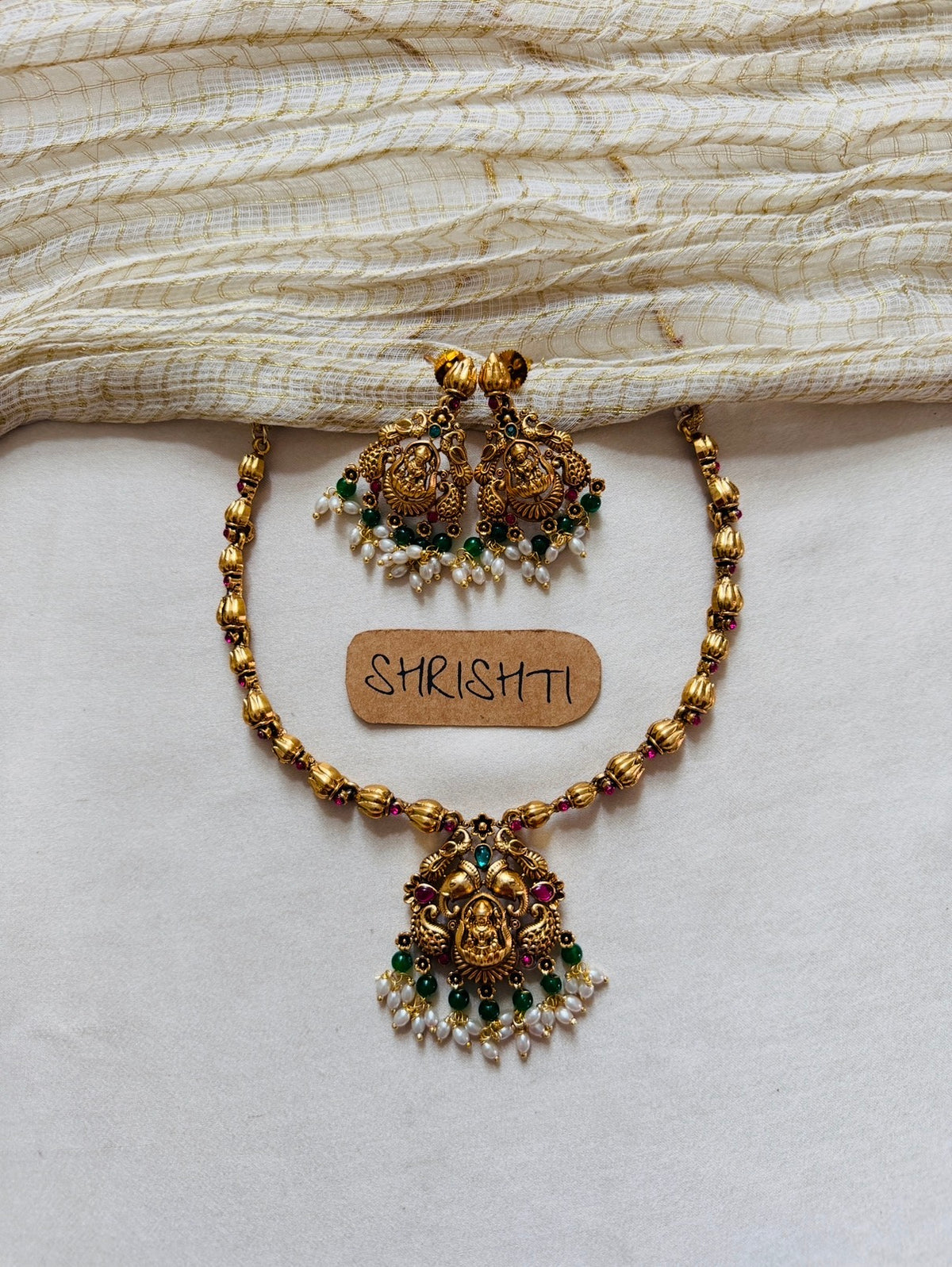 Nagas chain necklace green