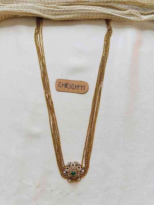 Diamond and mugappu chain green -dispatch in 7 days