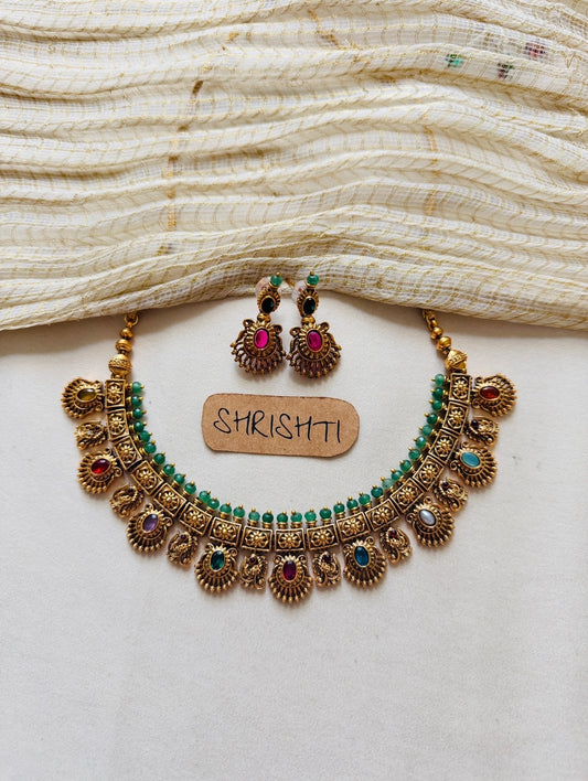 Navaratna green necklace