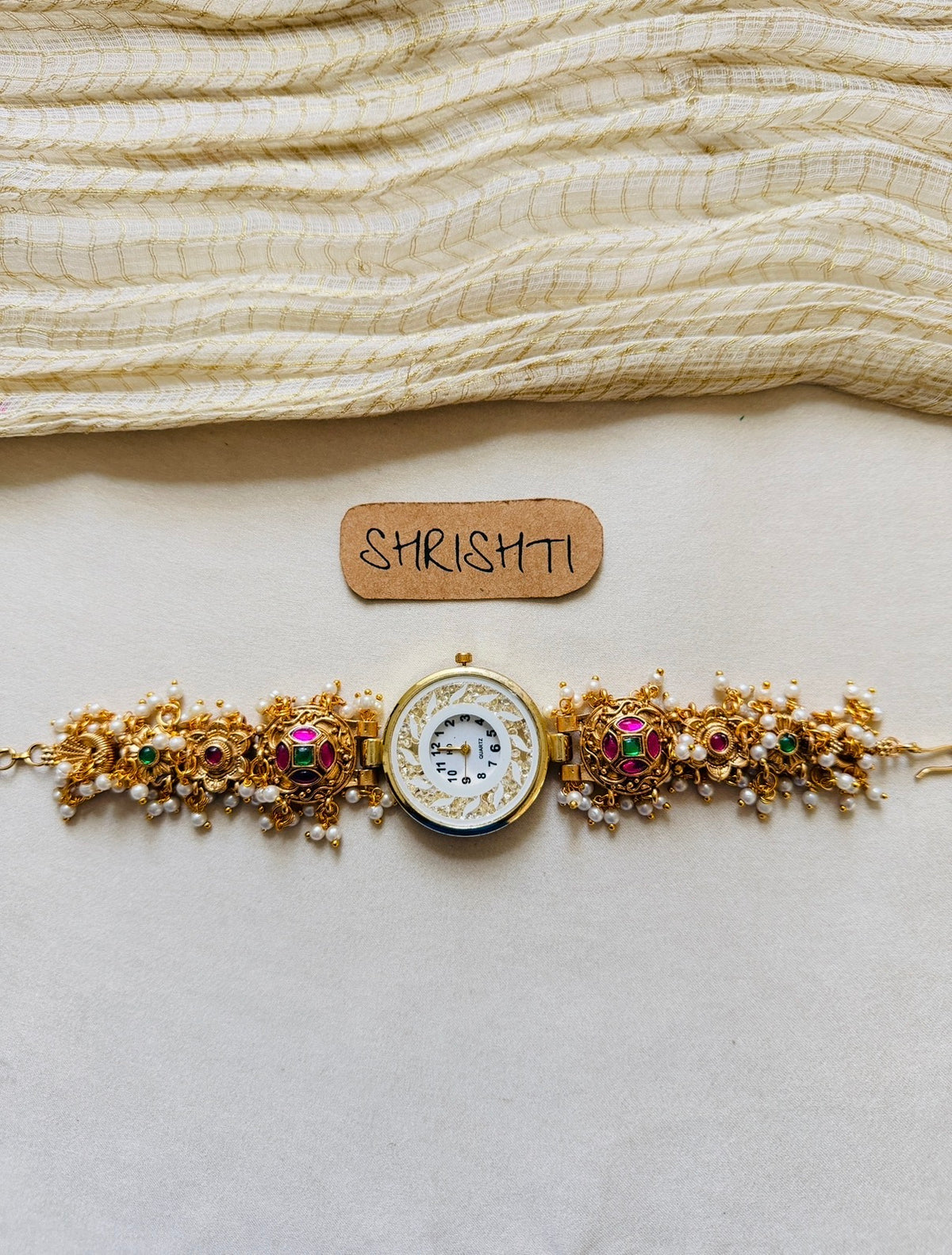 Kundhan watch gold
