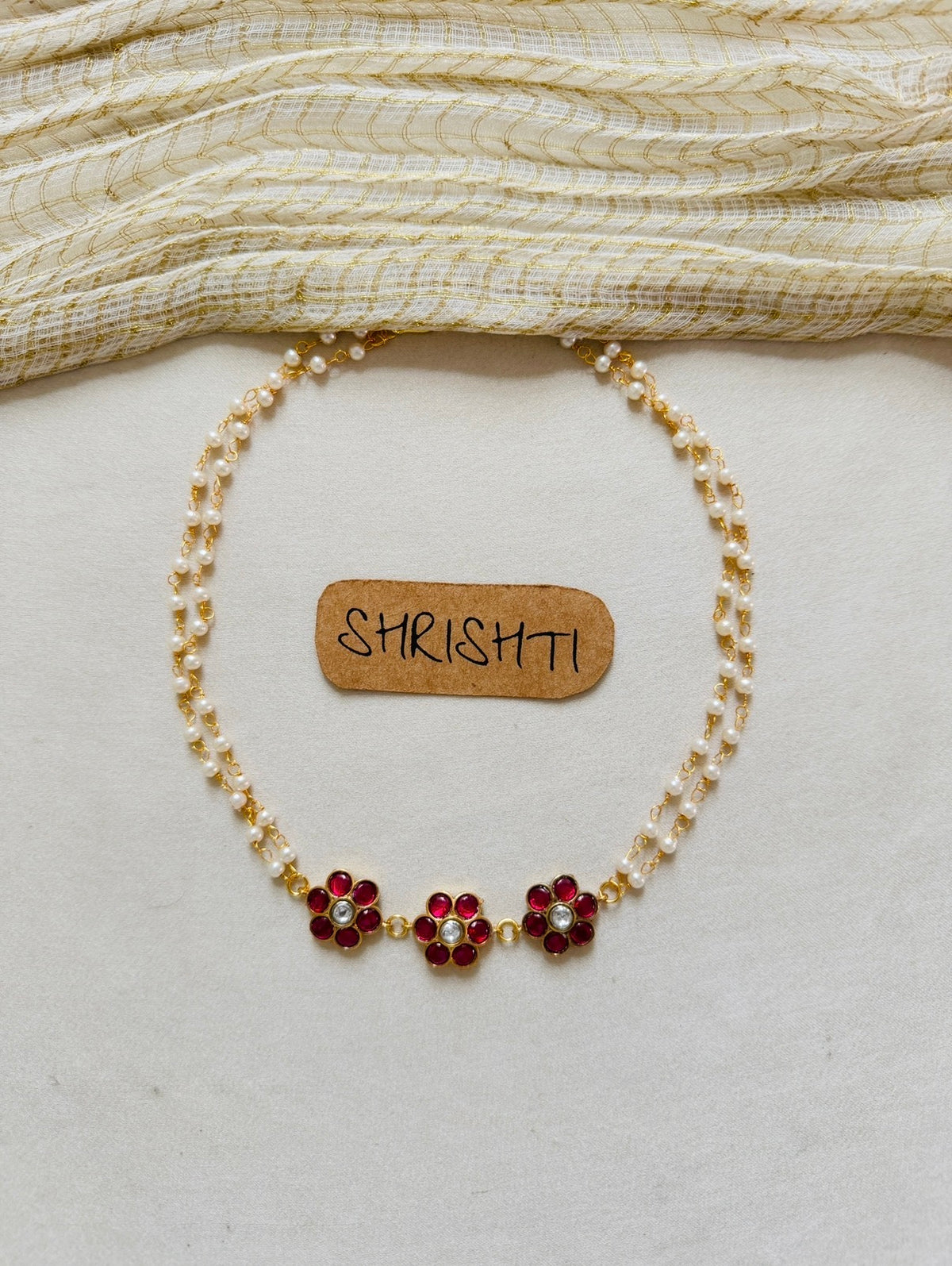 Flower jadau pearl
