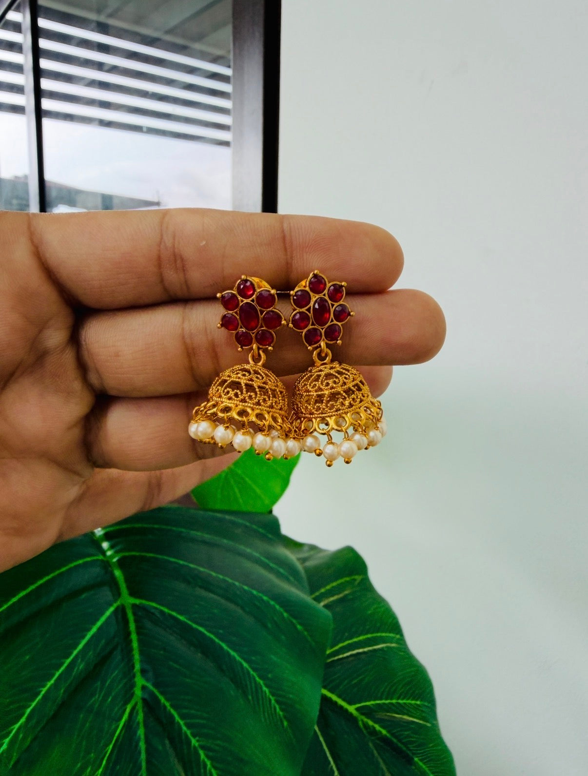 Flower Jumka ruby
