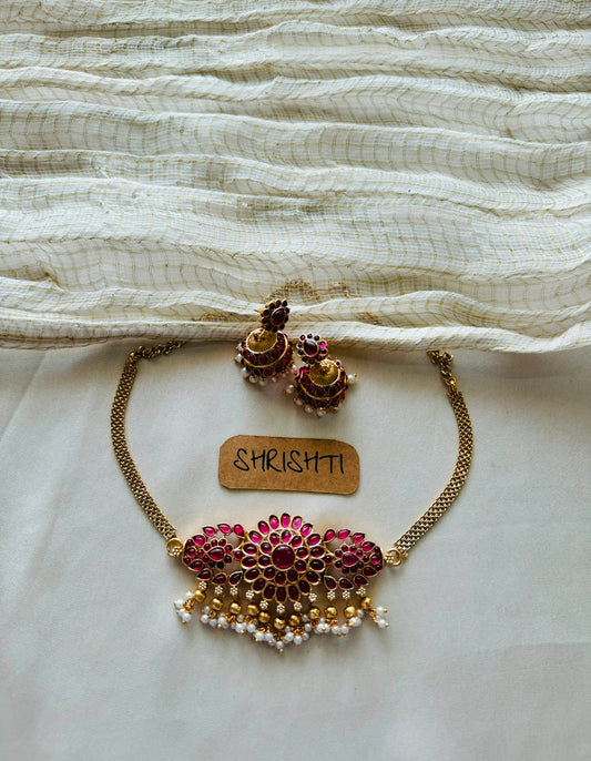 Choker + Jumka Ruby 4 Sale