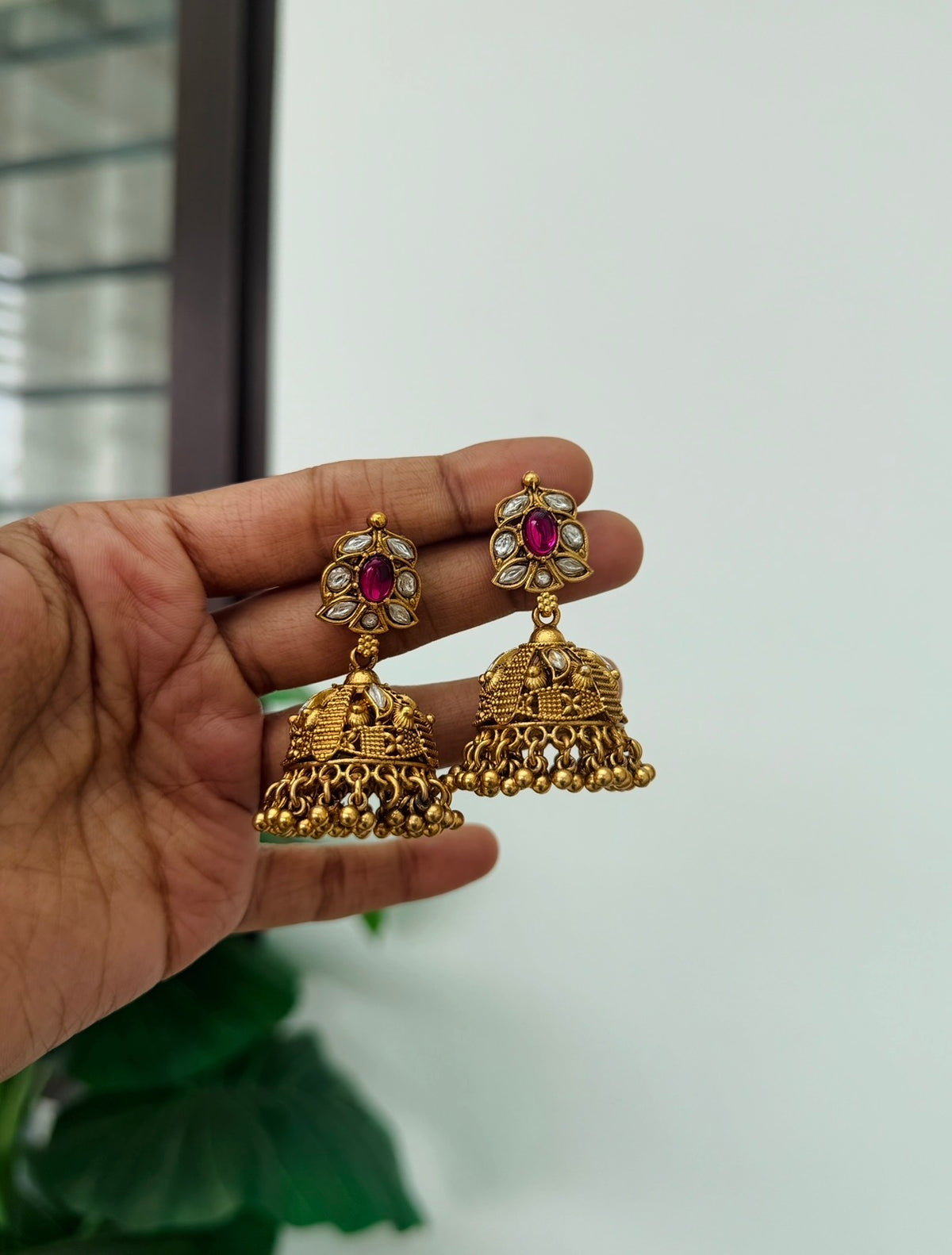 Kundhan jumka SJ1 Ruby