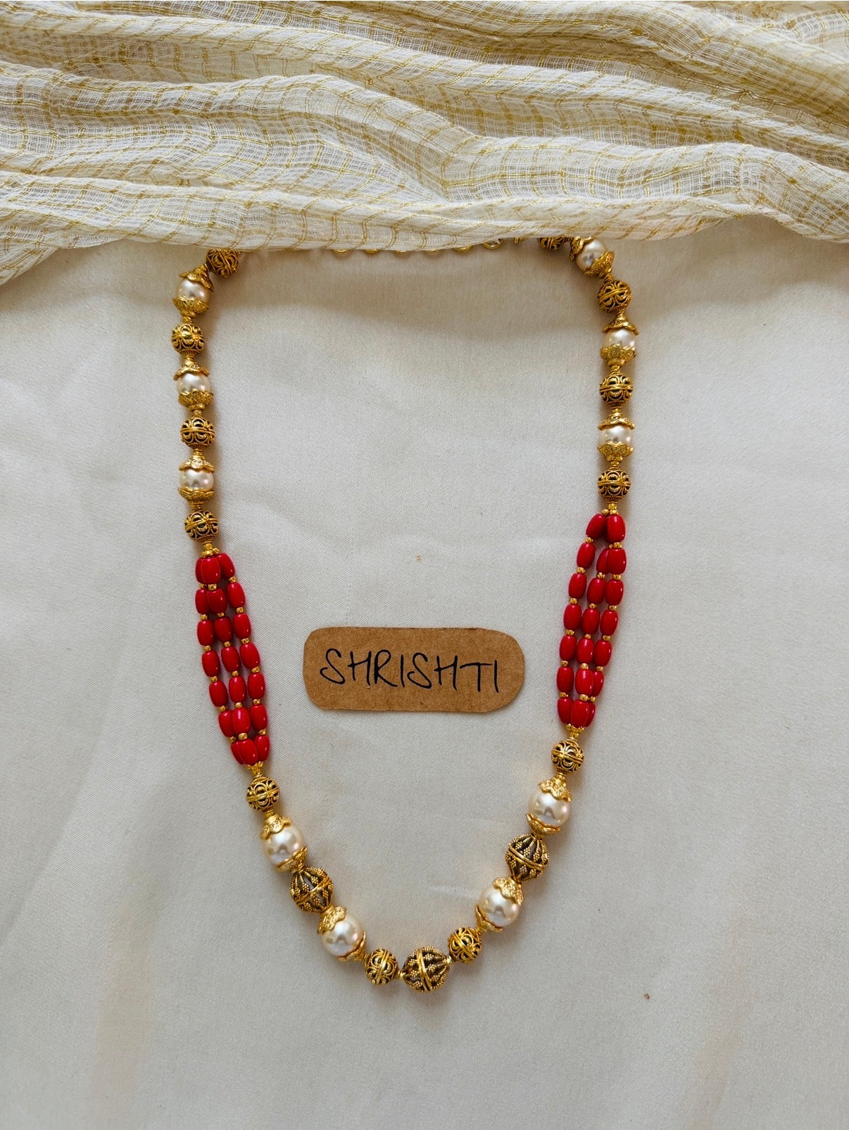 Coral bead mala