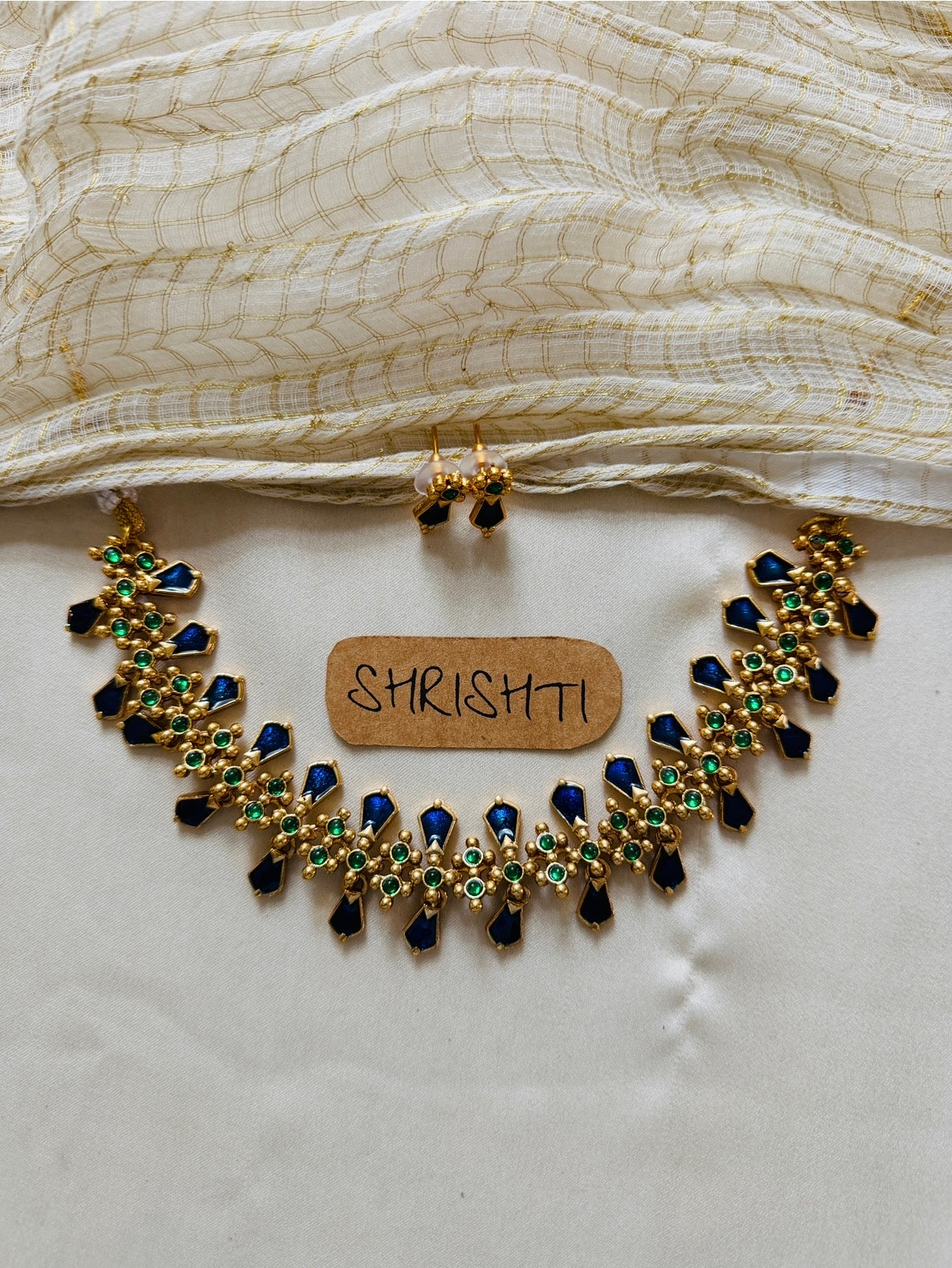 Palakka double choker blue