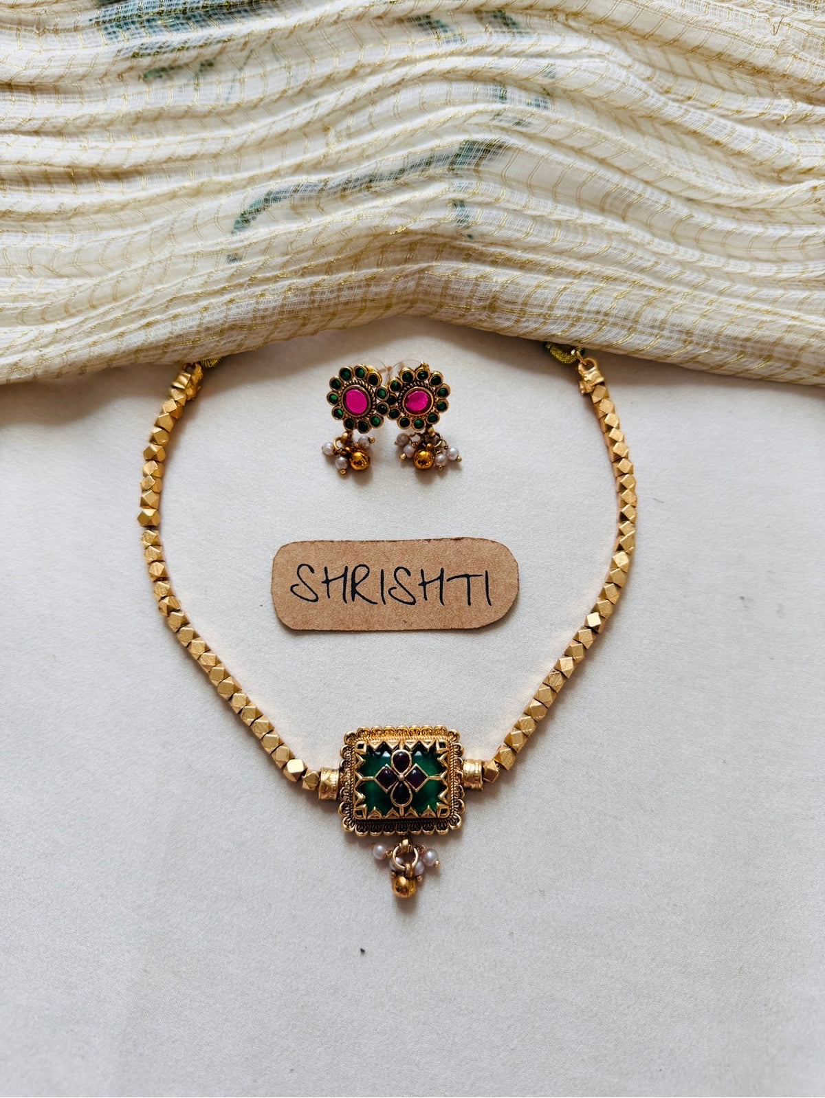 Ashta Meena necklace green