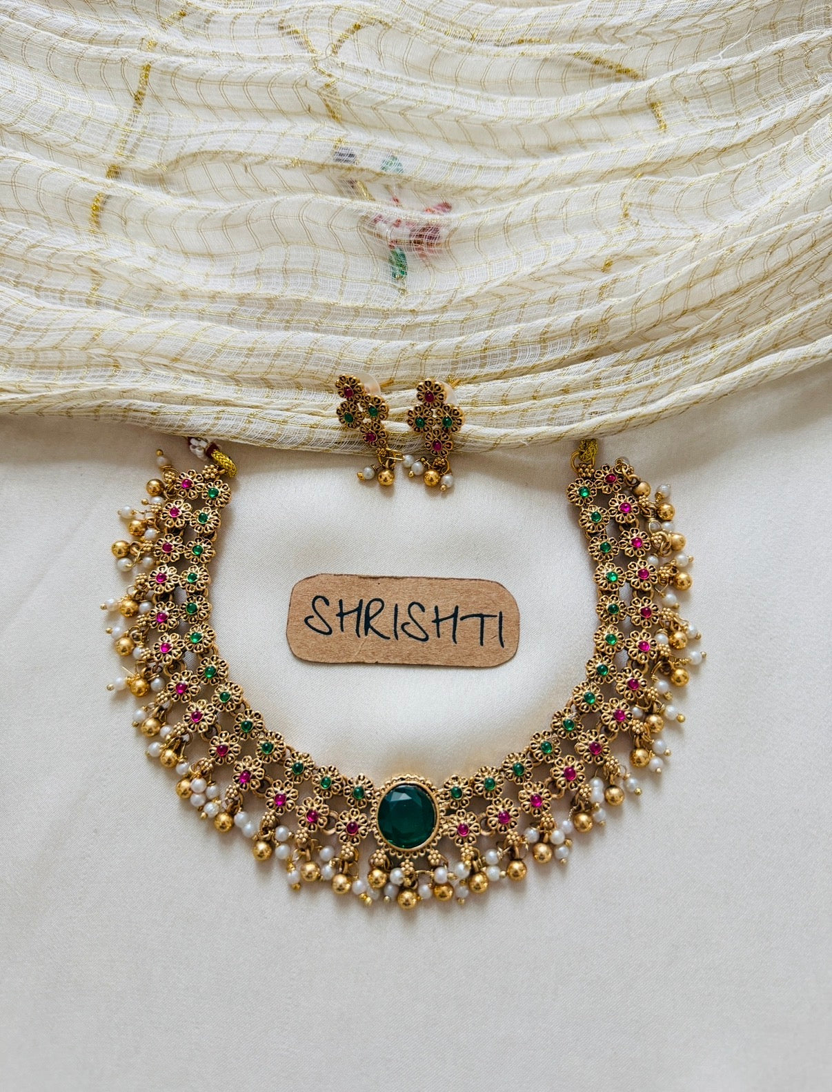 green mudhra necklace