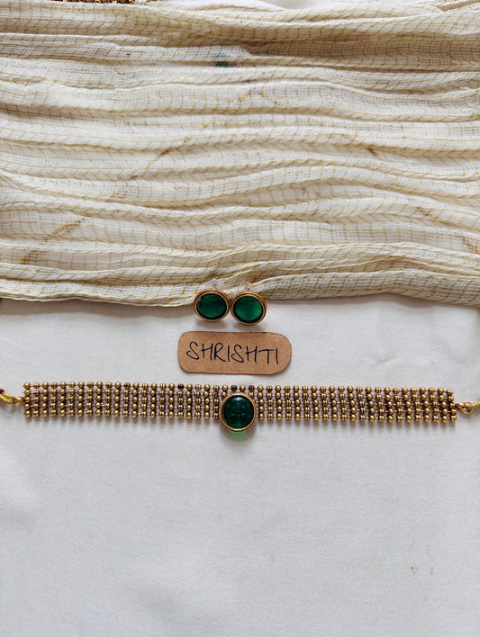 Hema choker gold green