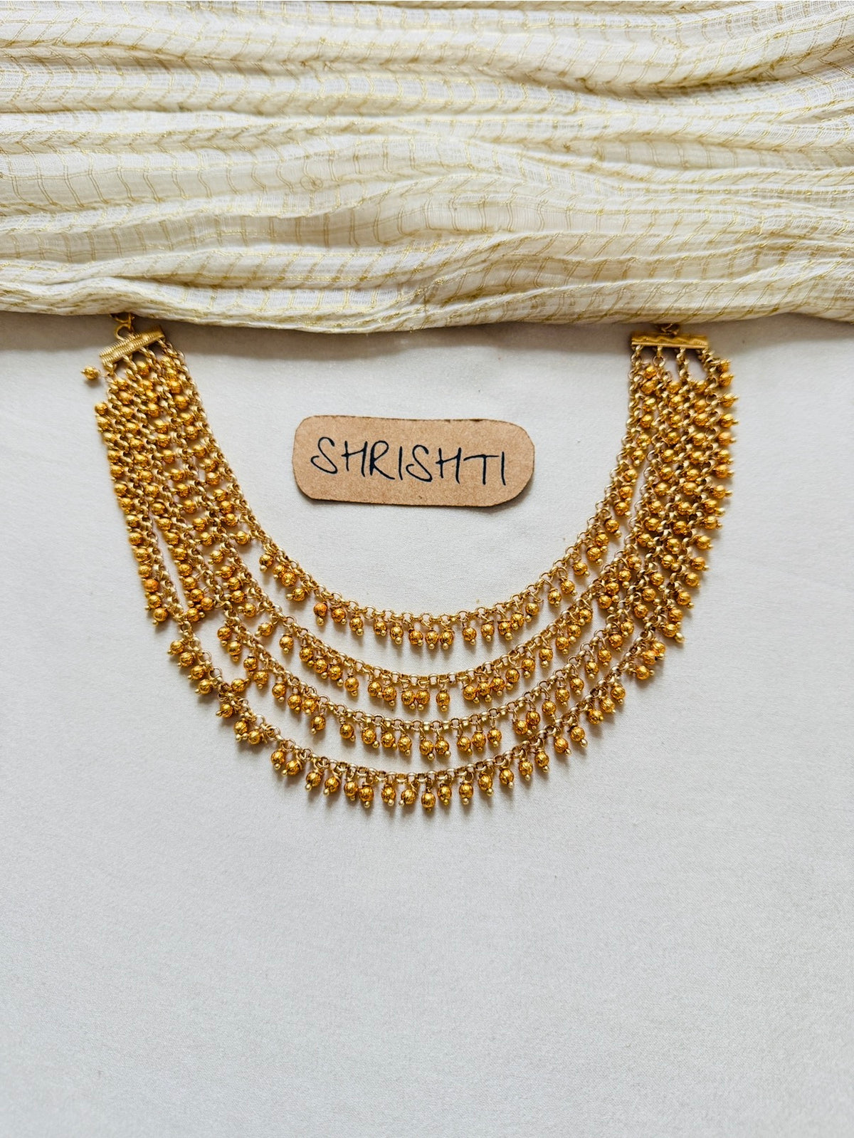 Gold beads layers necklace