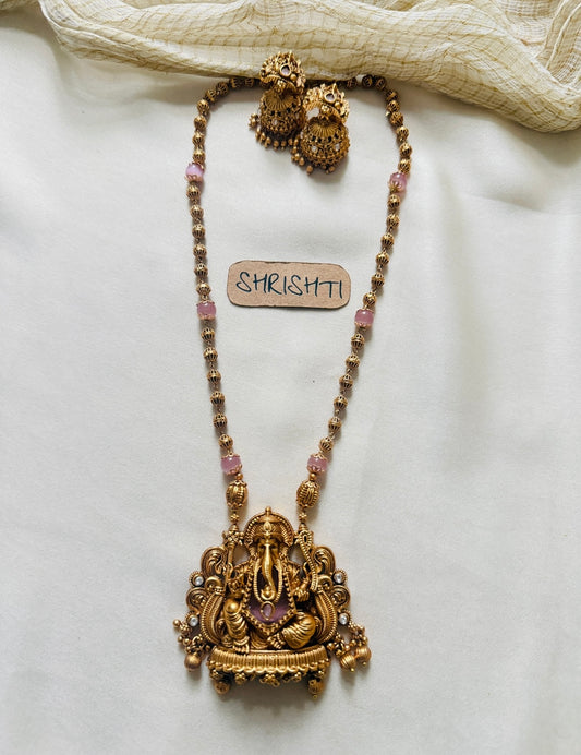 Ganesha beads mala pink