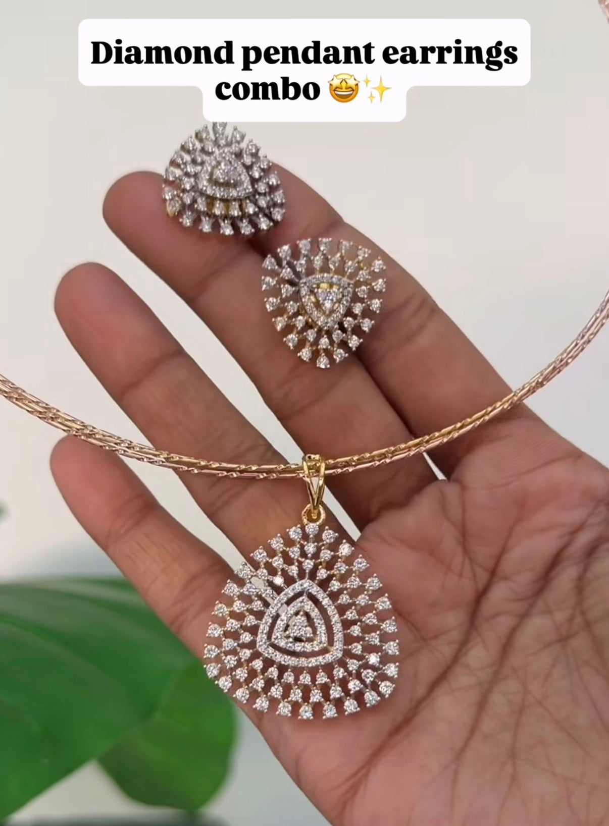Diamond pendant + earrings