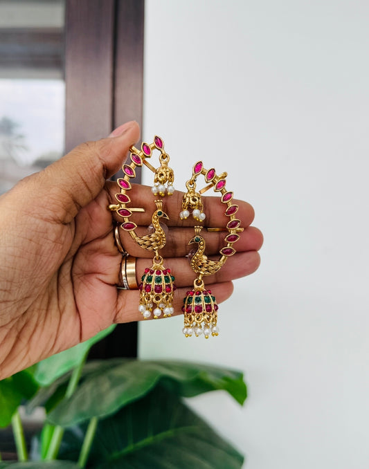 peacock earcuff jumka