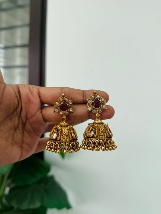 Kundhan jumka SJ2 Ruby